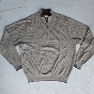Peter Millar Diamond-Pattern Half-Zip Sweater